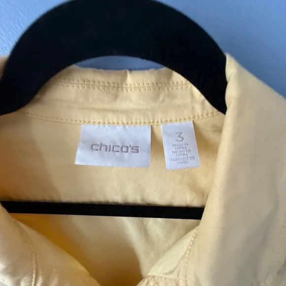 Chico's Size 3 XL Yellow 3/4 Sleeve lightweight unlined Full Zip Pockets - Picture 5 of 9